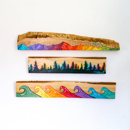 Set of 3: Rainbow Mountains, Trees, & Waves